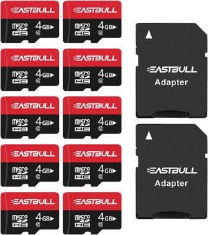 EASTBULL 4GB 10-Pack of Micro SD Card, 4GB SD Cards Pack Full HD Video 90MB/s UHS-I U1 Micro SDHC Class 10 for Surveillance Security Cam (10 Units and 2 Adapters)