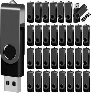 EASTBULL 2GB USB Flash Drive Bulk Thumb Drives 100 Pack with Lanyards USB 2.0 Jump Drive 2 GB Memory Sticks Zip Drive Pen Drive for Storage and Backup Black 100PCS 2GB