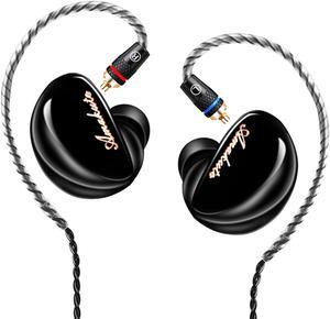 Famedy in Ear Monitors, TK300 in Ear Earphones, 10mm Large Unit Drive, Over 1 Magnetic Tesla, Professional Sound Isolating IEM Headphones for Musicians, MMCX Cable, 3D Printing Cavity (Black, No Mic)