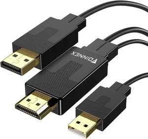 FOINNEX HDMI to DisplayPort Cable 6.6FT, Unidirectional HDMI Output to DisplayPort Input, HDMI Source to DP Display Supports 4K@60Hz for Computer, PS3, Xbox, Monitor