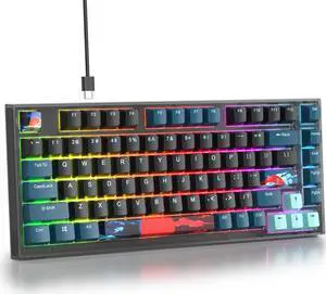iTastatur 75% Percent Keyboard Programmable,82 Keys Wired Hot-swappable RGB Mechanical Gaming Keyboard Gasket Mount with White Switches for Mac/Win (75% Monster B)
