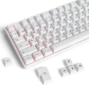 GTSP 135 Japanese White Keycaps Cherry Profile DYE-Sub with 6.25U/6U Space Bar for MX Switches TKL ALT 65% Fullsize Gaming Keyboards Minimalist