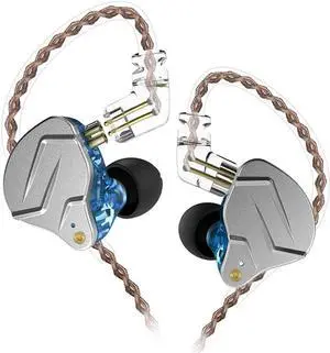 KZ ZSN Pro in-Ear Earbud Headphones Metal Faceplate,Hybrid Dynamic Driver Balanced Armature IEMs with Detachable Cable,in-Ear Headphones Compatible for iPhone Android,Workout(Blue Without Mic)