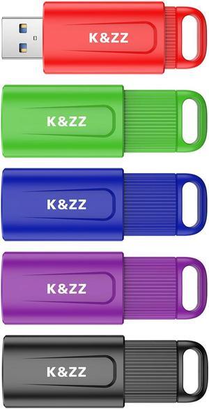 K&ZZ USB Flash Drives 64GB, 5 Pack 64GB Retractable Thumb Drives, USB 3.0 Stick for Laptop, Tablet, Smart TV (Mixed Colors 5pcs)