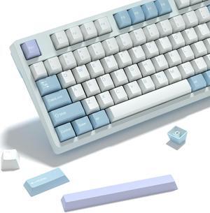 KBDiy Illusion PBT Double Shot Keycap Set,176 Keys Cute Blue Custom Key Cap Keycaps 70 Percent Cherry Profile Keycaps for 61/64/68/84/87/100/104/108 Mechanical Keyboard
