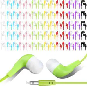 Kigeli Students Earbuds Bulk 100 Pack Earphones in-Ear Headphones for Classroom School Libraries Students Teens Compatible with Most 3.5 mm Interface(Multicolor)