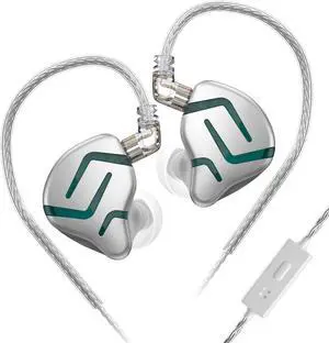 Kinboofi KZ ZES IEM, Noise Isolating in Ear Monitors Earphones, Stereo Wired Headphone with electrostatic Dynamic Hybrid Technology 3.5 mm for Gaming Musician (Silver, with Mic)...