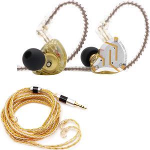 Linsoul KZ ZS10 Pro in Ear Earphones(with Mic, Glare Yellow) +Tripowin Zonie 16 Core Cable(Recessed 2pin, 3.5mm, Gold)