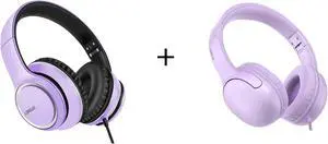 LORELEI E5 Wired On Ear Headphones (Purple) & X8 Wired Over Ear Headphones (Dark Purple)