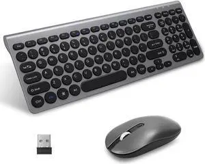 LeadsaiL Wireless Keyboard and Mouse Combo, Wireless USB Mouse and Computer Keyboard Set, Compact and Silent for Windows Laptop, Desktop, PC- Grey