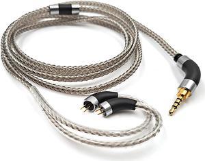 okcsc 0.75/0.78MM 2Pin Earphone Cable Silver Plated 6N OCC High Purity Beryllium Copper for Final Audio FIIO FH1s JH3 KZ EDX ZST ES4 ED12 ZSR AS10 CCA C10 A3000 MAKE4 IEM Cable with 3.5MM Plug 4FT