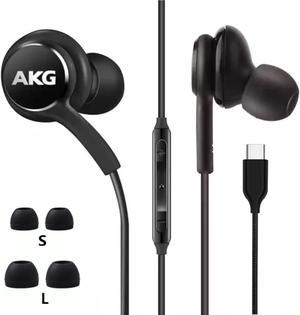 2024 New inEar Earbud Stereo Headphones for Samsung Galaxy S24 S23 S22 S21 S20 Note 10 10  Designed by AKG  with Microphone and Volume Remote TypeC ConnectorBlack