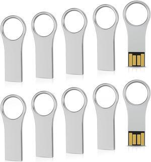 RAOYI 10 Pack 2GB Metal Key Shape USB Flash Drive, USB 2.0 Memory Stick Thumb Drives Jump Drive-Silver