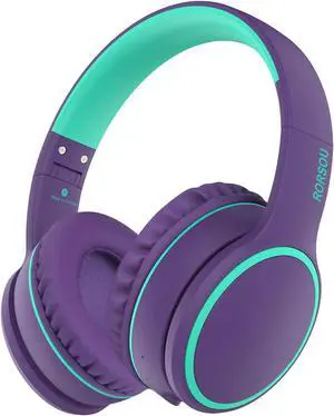 RORSOU B10 Wireless Headphones On-Ear, Lightweight Folding Deep Bass Bluetooth Headset with Mic, 50H Playtime, Volume Control, Bluetooth 5.3 Headphones for iPad/Travel/Tablet/PC (Purple)