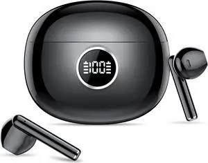 RFiie S23 Wireless Earbuds, Bluetooth 5.3 Stereo Bass, in Ear Noise Cancelling Mic, Earphones IPX7 Waterproof, 50H Playtime Display, USB Mini Charging Case EarBuds for Android/iOS/Windows (Black)