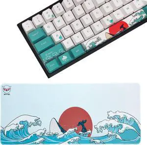 XVX Custom Keycaps-Keycaps 60 Percent + Japanese Sea Wave Large Mouse Pad for Desk