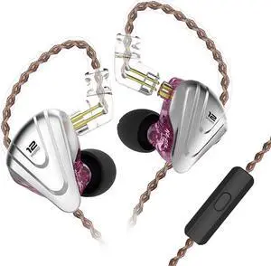 in-Ear Monitors,KZ ZSX 1DD+5BA Hybrid HiFi Stereo Noise Isolating Sport IEM Earphones/Earbuds/Headphones with Detachable Cable (with MIC, Purple)