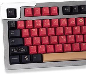 Japanese Keycaps 129 Keys PBT Red Samurai Keycap Set Fit for 61/64/87/104/108 Cherry Mx Gateron Switches Mechanical Keyboard