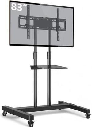 TAVR Furniture Mobile TV Stand Rolling TV Cart Floor Stand with Mount on Lockable Wheels Height Adjustable for 32-83 Inch TV Stand Flat Screen or Curved TVs Monitors Display Trolley Loading 110 lbs