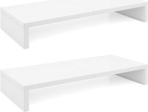 TEAMIX 2 Pack White Monitor Stand Riser-20 inch, Wood Monitor Stand for Desk, TV/Screen/PC/Printer/Laptop Riser, Computer Stand with Keyboard Organizer Desktop Stand, Monitor Riser...