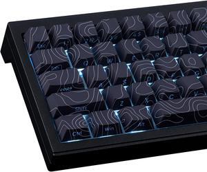 Tsungup Custom Keycaps,PBT Side Printed Keycap Set - Shine Through Keycaps,135 Keys Contour Line Cool Keycaps,Cherry Profile Keyboard Keycaps for Cherry MX Switches Mechanical Keyboards(Black Keycaps)