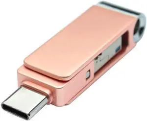 V-smart TC-303 32GB USB 3.0 Type C Flash Drive | 3 in 1 USB C, USB A, Micro USB| High Speed OTG Flash Drive for Smartphone, Tablets, New MacBook (32GB, Champagne Gold)