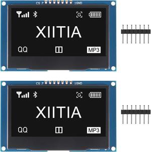 XIITIA 2pcs 2.42 inch 128x64 OLED LCD Display Module SSD1309 7 Pin SPI/IIC I2C Serial Interface for Arduino UNO R3 (White Light)