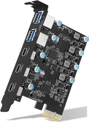 YEELIYA USB PCIE Card 5-Port (3X USB C,2X USB 3.0-A) PCI Express Expansion Card Desktop PC Internal USB hub for Windows 10/8/7 and MAC OS 10.8.2 above