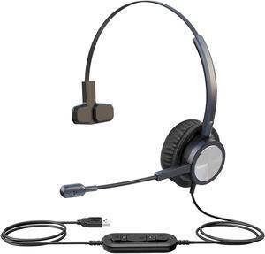 Yexatel USB Headset with Microphone for PC, Computer Headset with Mic Mute & Volume Control, Office Headset for Teams 3CX Online Meeting, Single Ear Headset for Work from Home Call Center-Y809BUC Blue
