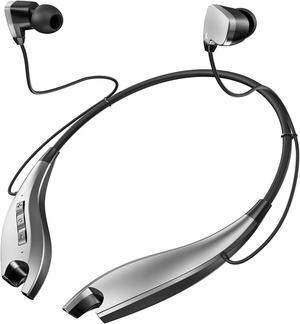 YOSDOM Bluetooth Headphones, Neckband Bluetooth Headphones 24H of Playback, Around The Neck Bluetooth Headphones with Vibrate, Noise Cancelling Microphones, IPX7 Waterproof, for Sports, Music, Silver