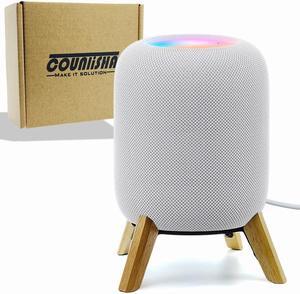 Real wood stand for Homepod 2nd gen (2023), sturdy stable wooden holder with metal frame protect home pod 2 speaker for sound (White oak)