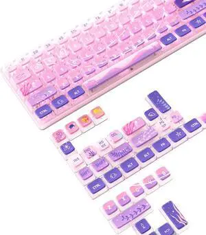 120 Key PBT Pudding Keycap Set ASA Profile with Transluscent PC Layer Dye-Sub Dreamy Sea Theme for 61/84/87/98/100/104Key TKL Cherry MX Gateron Kailh Cross Type Switch ANSI Mechanical Keyboard(Purple)