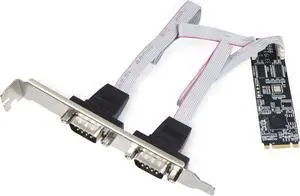 IO CREST 2 Port RS-232 DB9 Serial M.2 B+M Key Controller Card SI-ADA15069
