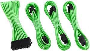 upHere Sleeved Cable - Cable Extension for Power Supply with Extra-Sleeved 24-PIN 6-PIN 4+4 PIN 500mm Length with Combs, Green(19.7 inch/ 50CM),SC503