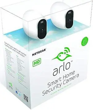 Arlo Technologies Wireless Home Security Camera System | Night vision, Indoor/Outdoor, HD Video | Includes Cloud Storage & Required Base Station | 2-Camera System plus Outdoor Mount (VMS3230C) White