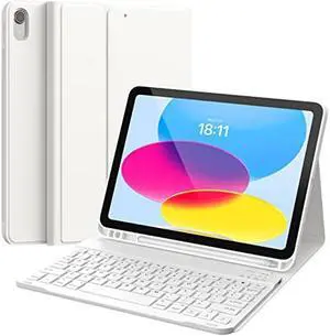 CHESONA Keyboard Case for iPad 10th Generation 10.9inch - 2022, Detachable Bluetooth Keyboard, Stand Folio Keyboard Cover with Pencil Holder, Rechargeable Keyboard for New iPad 10th Gen 2022,White