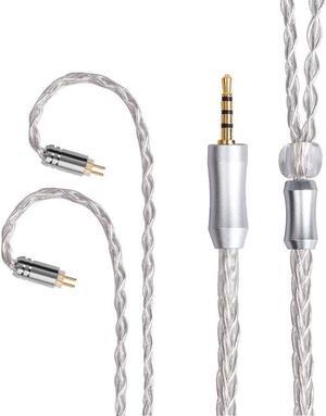 FEDAI Earphone Cable Upgrate 8 Core Silver Plated Copper Cable HiFi Headphones IEM Cable with 2 Pin for ES4 ZST ZSN AS10 ZS10 CCA C10 C16 ZSX ZS10 PRO AS16 ZSR TRN V80 V90 BA5C12(2.5mm, 2 pin)