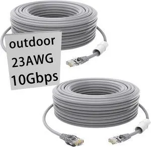 GWFIBER cat 6 ethernet Cable 100 ft Heavy Duty Internet Cable (30 Meter) CAT5e/CAT6 poe Camera cat6 UV Waterproof Direct Burial & Indoor Outdoor ethernet Cable Network Cable 2 PCS(1&4PCS Available