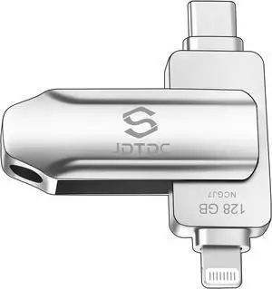 JSL JDTDC MFi Certified 128GB iPhone-15-Photo-Stick USBC and Lightning Flash Drive for iPhone 15/14/13/12 Thumb-Drive-for-iPad-Memory External-Storage-Android-Photo-Backup iPhone-Photo-Tansfer-Stick