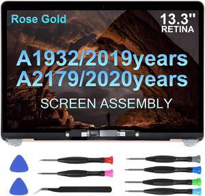 Replacement Screen 13.3" for MacBook Air 13-inch Retina A1932 2019 Year / A2179 2020 Year( Model:EMC 3302 EMC 3184 MVFM2 MVFN2 MWTL2 MWH52) Full LCD Screen Display Assembly(Rose Gold)