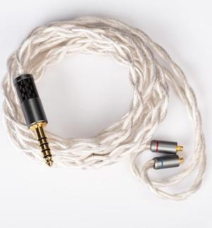 Earbuds Cable-MMCX 4 Core KBEAR [Inspiration -S] Ear Monitor Upgraded Cable, Singel Crystal Copper Silver plated Cable with 4.4mm Plug, Suit for Sennheiser IE 300 IER-Z1R OH1S SE215 (MMCX, 4.4Silver)