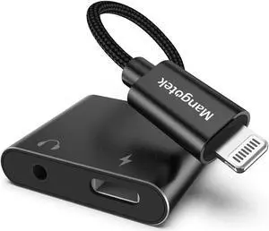 Mangotek iPhone Aux and Charger Adapter, MFi iPhone Adapter for Headphone Jack and Charger Dual Charging Dongle Adaptor Earphone Audio Converter for iPhone 14 13 12 11 Pro Max 7 8 Plus SE X XR XS