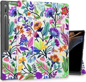 Mektron Case for Samsung Tab S9 Ultra 14.6 Inch 2023 SM-X910/X916/X918,Built-on Pencil Holder Hard Cover with Auto Wake/Sleep, Multi-Angle Stand for Galaxy Tab S9 Ultra 14.6,Bright-Coloured Flowers