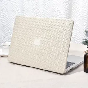 Seorsok Compatible with MacBook Air 13.6 inch Case 2022-2024 2025 A3240 M4 A2681 M2 A3113 M3 Touch ID,Elegant Leather Plastic Hard Case Transparent Keyboard Cover,Beige Tartan PVC Leather
