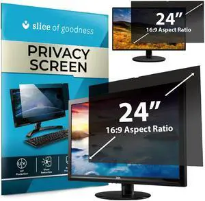 Slice of Goodness Computer Privacy Screen Filter for Widescreen Monitor - Anti-Glare, Blue Light Reduction, and Privacy Shield Protector - 24 Inch 16:9 Aspect Ratio