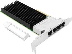 Vogzone 10Gb PCI-E NIC Network Card for Intel X710-T4L,2.5GbE/5GbE/10GbE Copper Quad RJ45 Ports, with Intel X710TM4 Chip,10GbE PCI Express 3.0 X8 Ethernet Adapter Support Windows/Linux/VMware