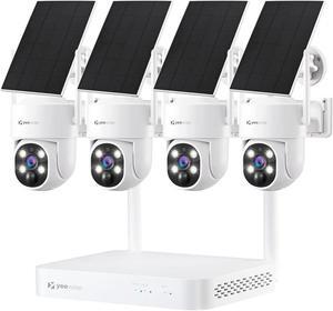 yeewise 2K Wireless Solar Security Camera System, 4MP Battery Powered Home Security Cameras Outdoor, Pan Tilt 360deg View, Forever Power, Spotlight Camera, 64GB Local Storage, No Monthly Fee