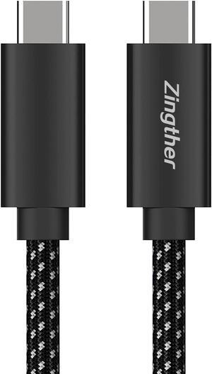 Zingther Full Featured USB C Cable, 40Gbps Super Speed Data Cord, 8K 60Hz Monitor Link, 100W Fast Charging, Compatible with Thunderbolt 3 and 4 - Black/Grey, 2m/6.6ft
