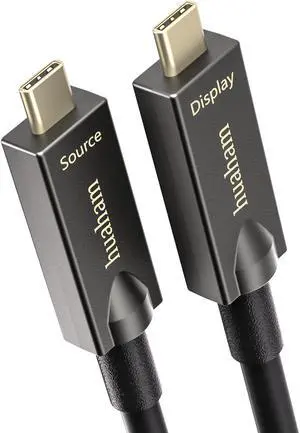 huaham Full Featured USB C Fiber Optic Cable 50FT, 10Gbps&PD 60W Charging USB 3.2 Type C Cable, Support 2-Lane DP1.4 and 4K@30Hz Video Output for Webcam, Video Conference, VR, TV, Laptop