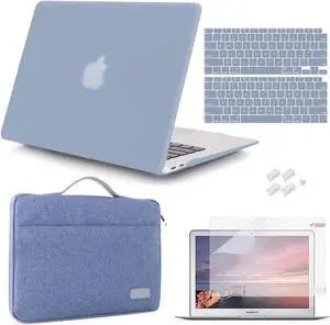 iCasso Compatible with MacBook Air 13 inch Case 2020 2019 2018 Release A2337 M1 A2179 A1932 Bundle, Plastic Hard Case Shell, Sleeve Bag, Screen Protector, Keyboard Cover and Dust Plug (Lavender Gray)